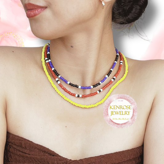 RUBY Seed Bead Necklace for Men and Women Summer Beach Accessory Surfers Jewelry