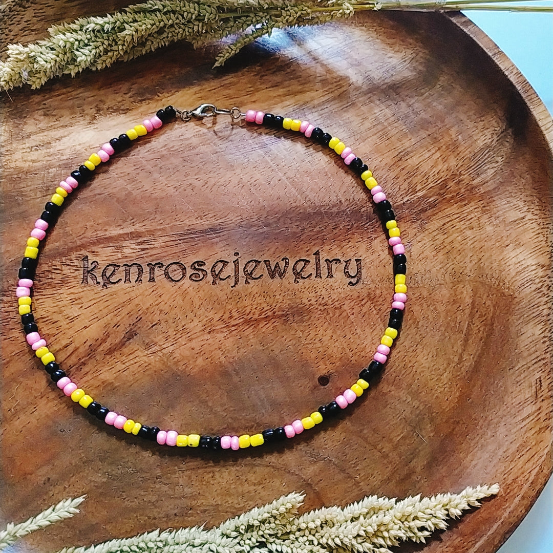 BEE POP Seed Bead Necklace for Men and Women Summer Beach Accessory Surfers Jewelry