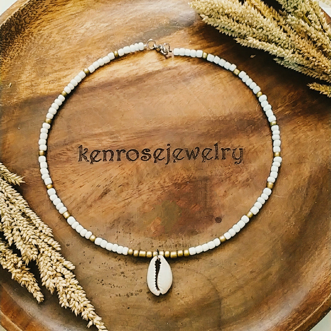 Boho Gold Cowrie Pendant Necklace Beach and Boho Summer Jewelry