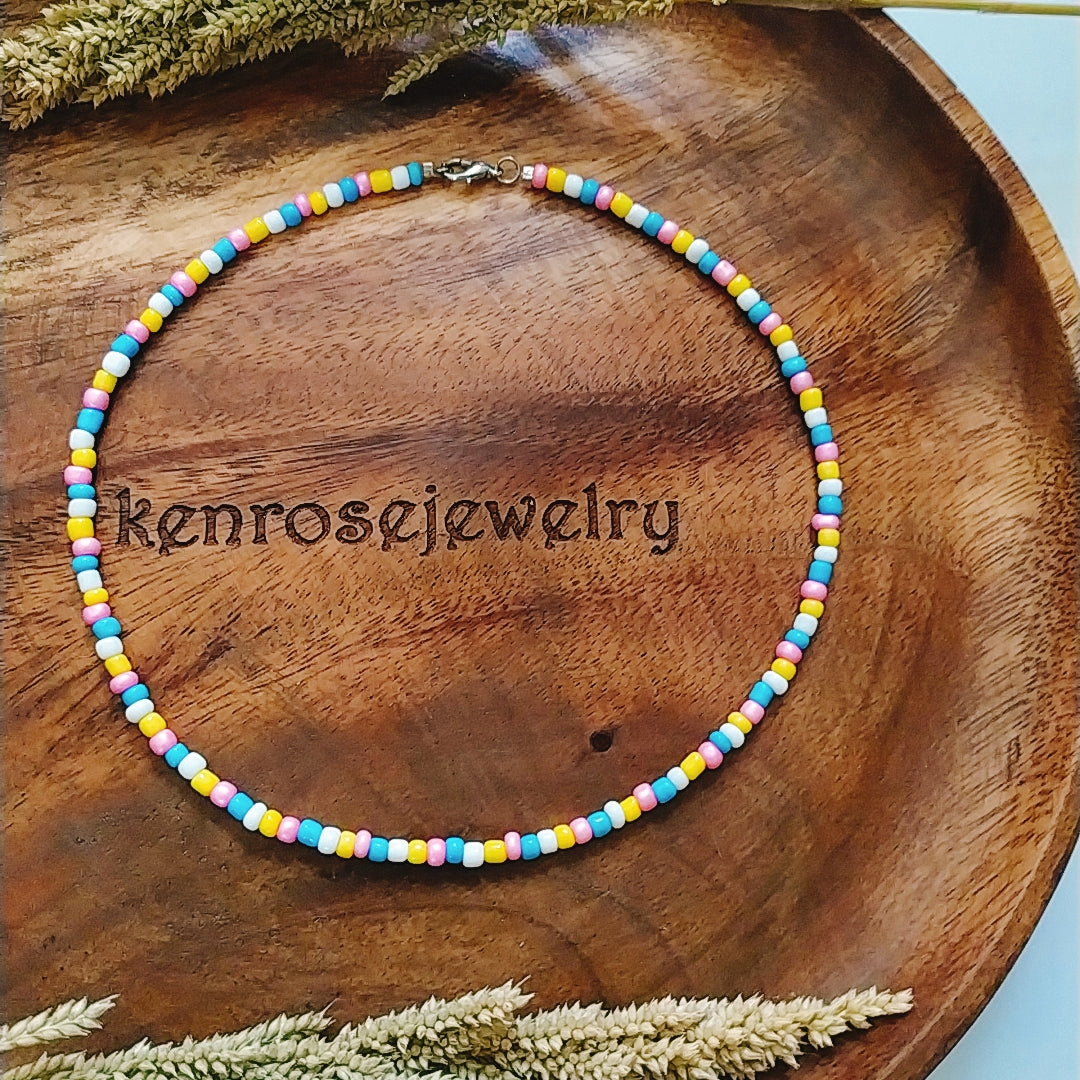 COLOR POP Seed Bead Necklace for Men and Women Summer Beach Accessory Surfers Jewelry