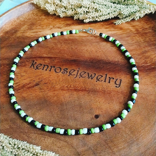 GREEN TIDE Seed Bead Necklace for Men and Women Summer Beach Accessory Surfers Jewelry