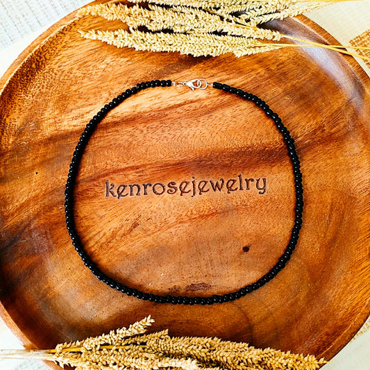 PLAIN BLACK BOHO Seed Bead Necklace for Men and Women aesthetic Summer Beach Accessory Surfers Jewelry