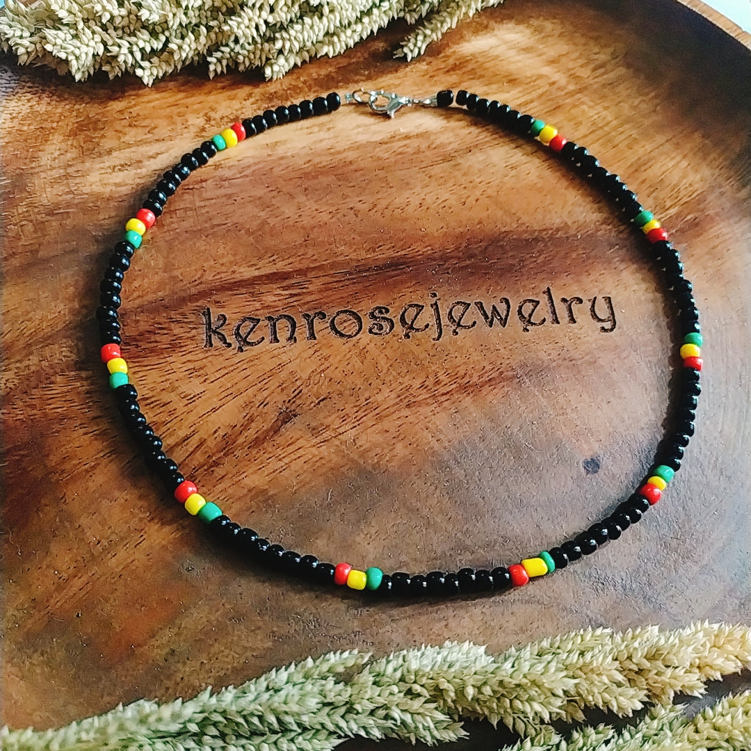 REGGAE TRIBAL Seed Bead Necklace for Men and Women Summer Beach Accessory Surfers Jewelry