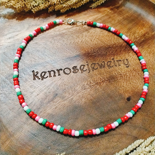 SUMMER BERRY Seed Bead Necklace for Men and Women Summer Beach Accessory Surfers Jewelry