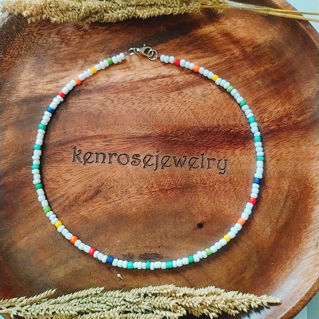 PARTY POP Seed Bead Necklace for Men and Women Summer Beach Accessory Surfers Jewelry
