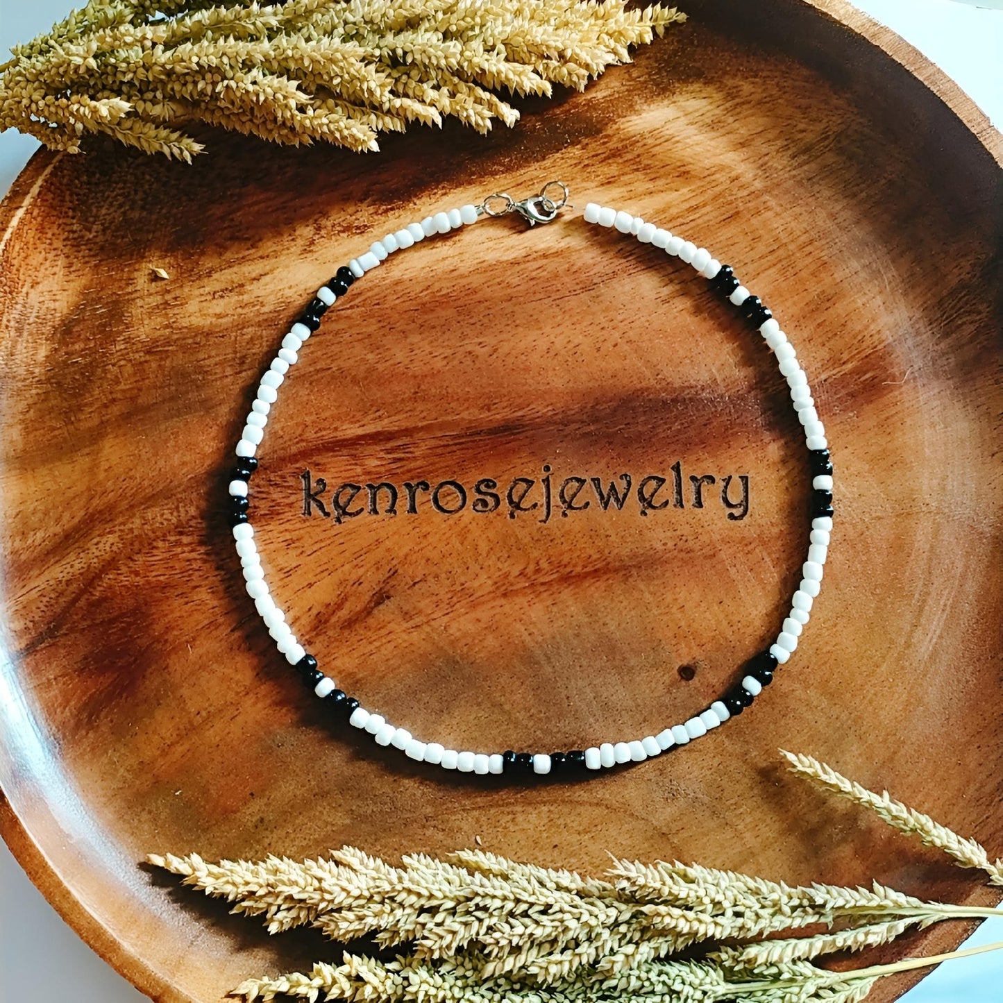 WHITE OREO Seed Bead Necklace for Men and Women Summer Beach Accessory Surfers Jewelry