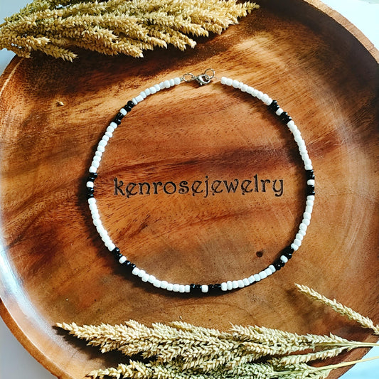 WHITE OREO Seed Bead Necklace for Men and Women Summer Beach Accessory Surfers Jewelry