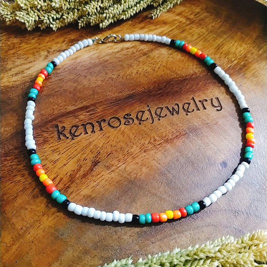 WHITE TRIBE Seed Bead Necklace for Men and Women Summer Beach Accessory Surfers Jewelry