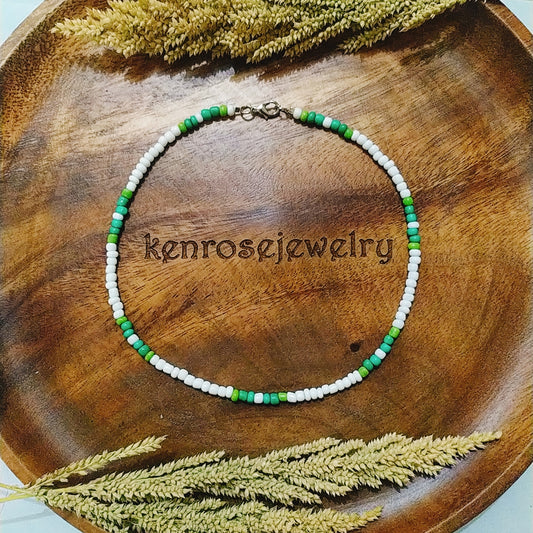 WINTER GREEN Seed Bead Necklace for Men and Women Summer Beach Accessory Surfers Jewelry