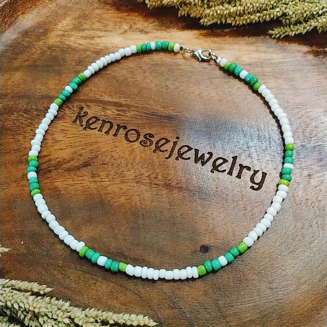 WINTER GREEN Seed Bead Necklace for Men and Women Summer Beach Accessory Surfers Jewelry