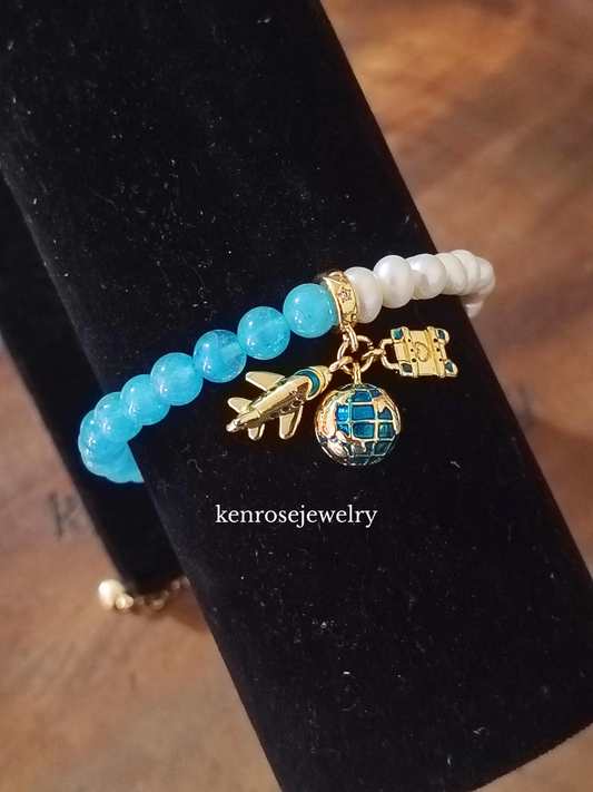 Blue Horizon Fresh water Pearl Bracelet Jewelry Summer and Travel Accessory for Women by KenRoseJewelry