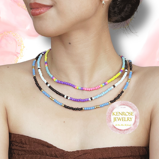 NOVA MAGENTA Seed Bead Necklace for Men and Women Summer Beach Accessory Surfers Jewelry