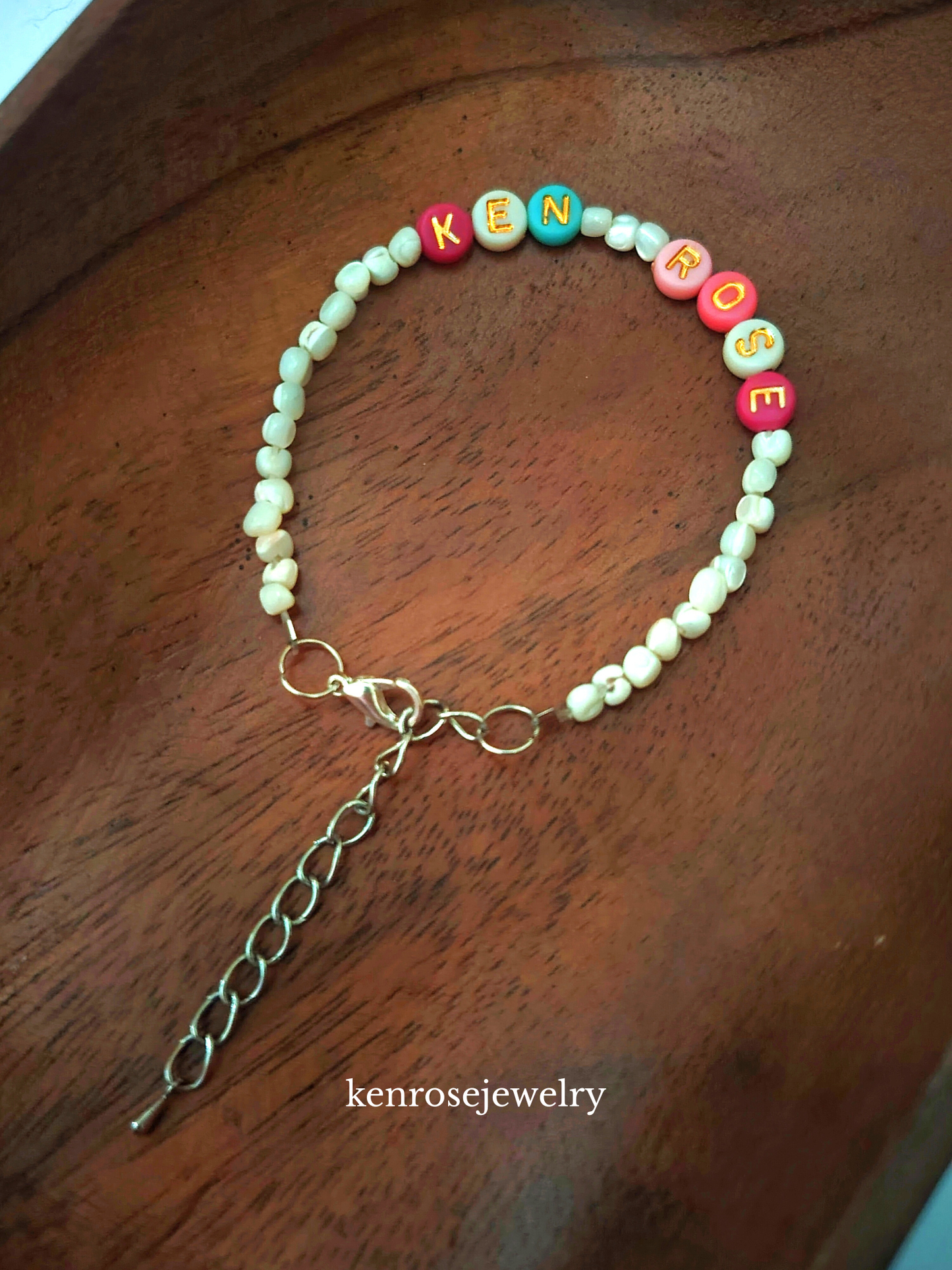 Personalized Name Troca and White Clam Shell Beads