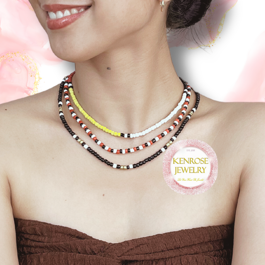 FOURTH TRIBE Seed Bead Necklace for Men and Women Summer Beach Accessory Surfers Jewelry