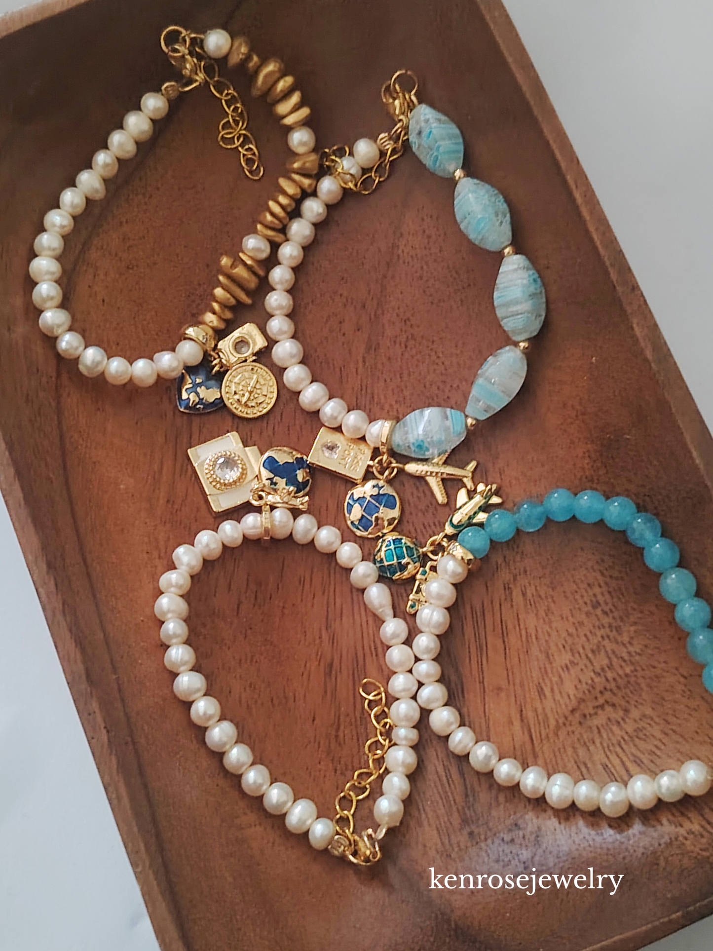 Golden Route Fresh water Pearl Bracelet Jewelry Summer and Travel Accessory for Women by KenRoseJewelry