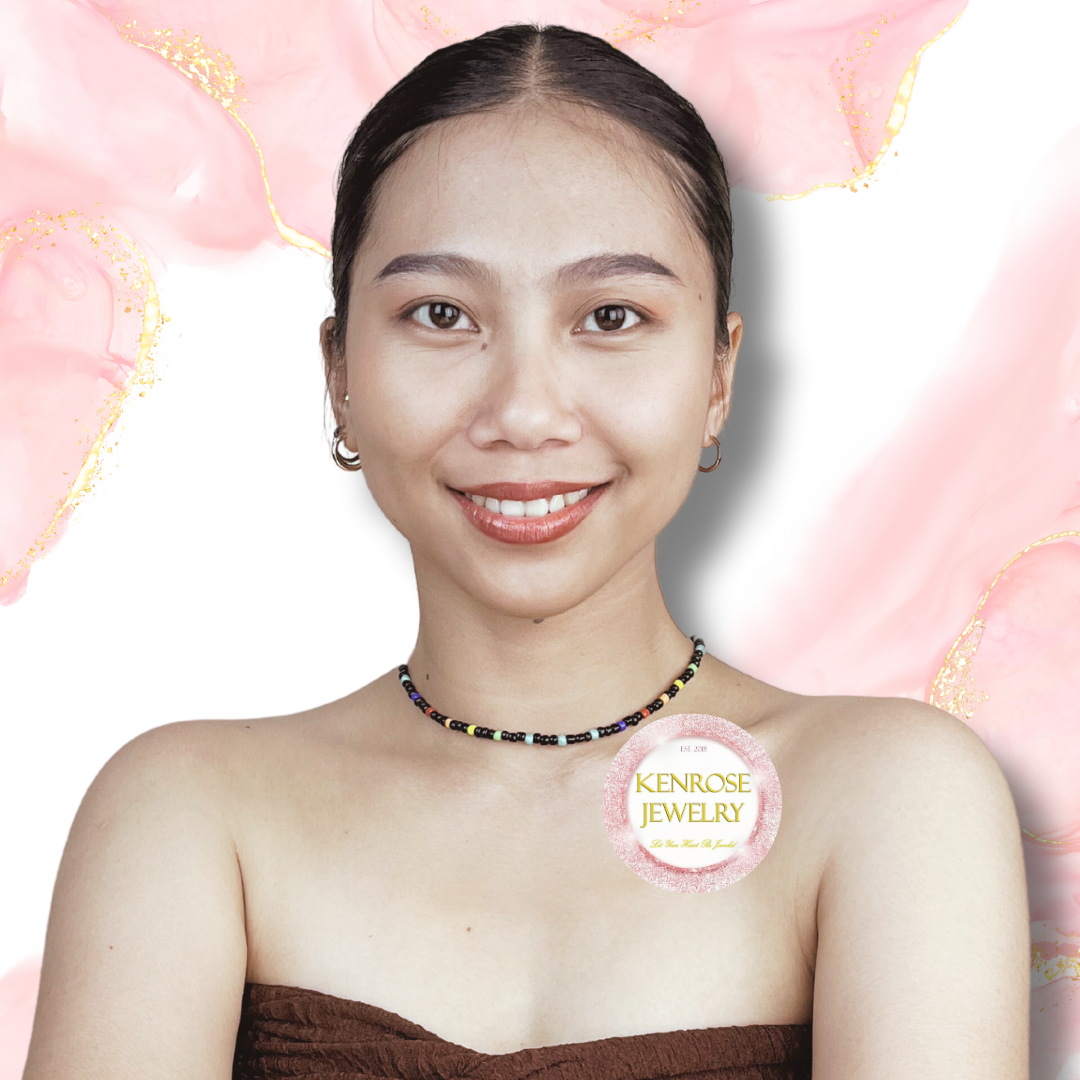 BLACK CONFETTI Seed Bead Necklace for Men and Women Summer Beach Accessory Surfers Jewelry