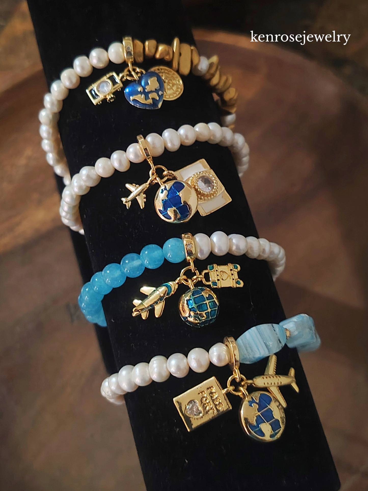 Golden Route Fresh water Pearl Bracelet Jewelry Summer and Travel Accessory for Women by KenRoseJewelry