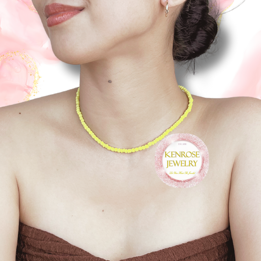 BOHO YELLOW Seed Bead Necklace for Men and Women Summer Beach Accessory Surfers Jewelry