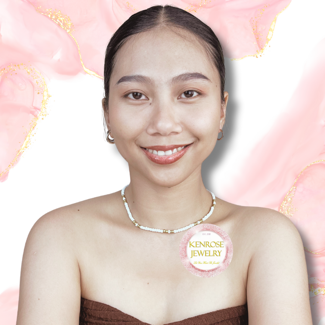 WHITE OREO GOLD Seed Bead Necklace for Men and Women aesthetic Summer Beach Accessory Surfers Jewelry