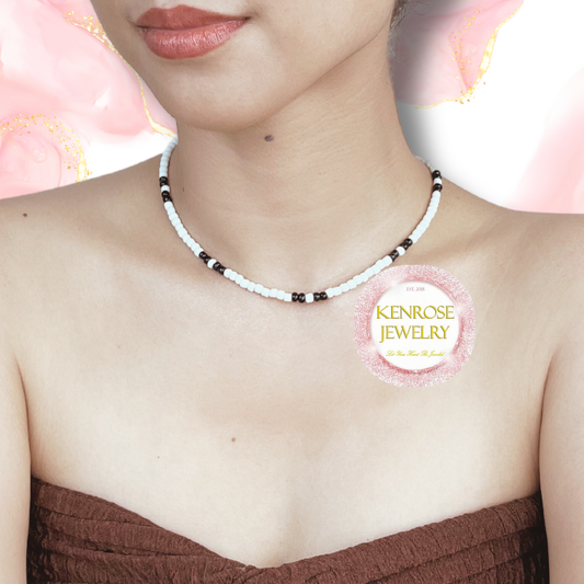 WHITE OREO Seed Bead Necklace for Men and Women Summer Beach Accessory Surfers Jewelry