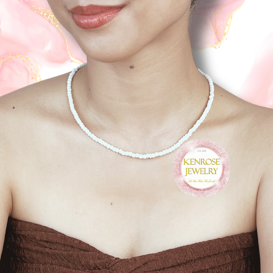 PLAIN WHITE BOHO Seed Bead Necklace for Men and Women aesthetic Summer Beach Accessory Surfers Jewelry