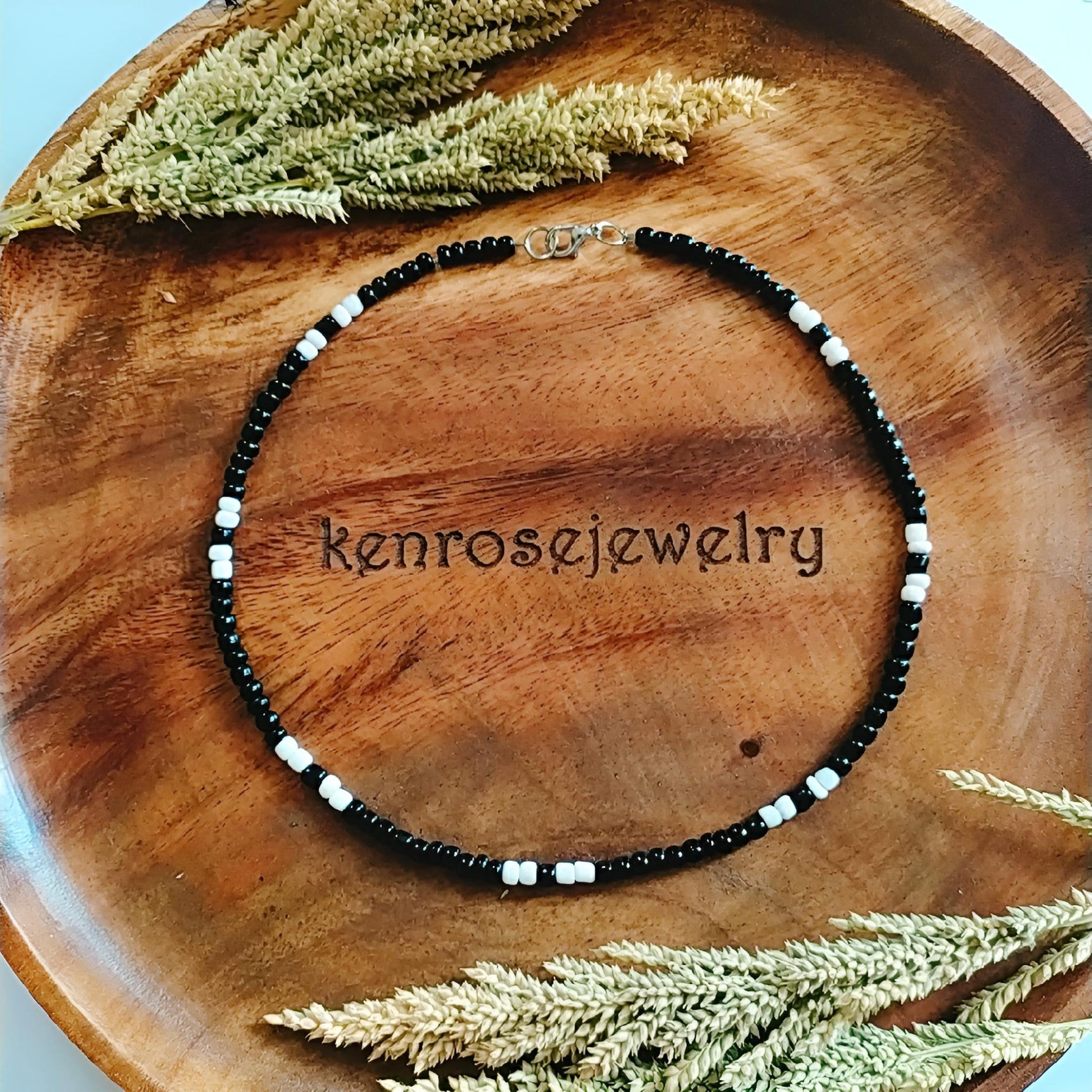 BLACK OREO Seed Bead Necklace for Men and Women Summer Beach Accessory Surfers Jewelry