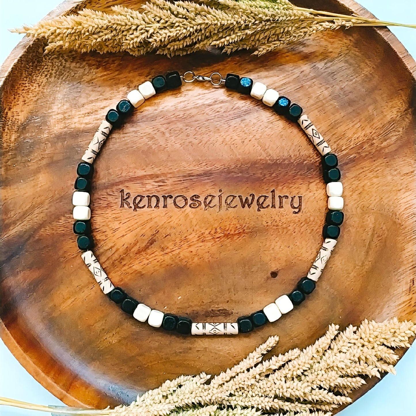 BRADLEY Wood Necklace - Surfer Summer Jewelry for Men & Women