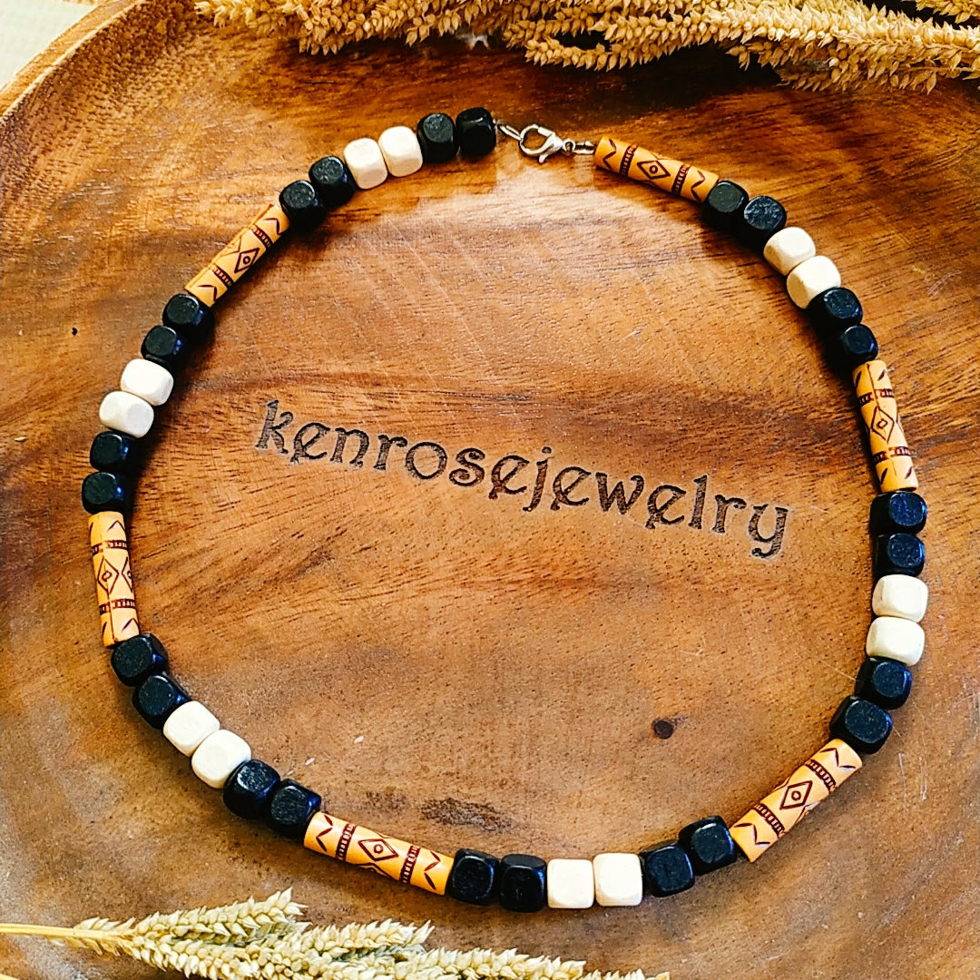 BRADLEY Wood Necklace - Surfer Summer Jewelry for Men & Women