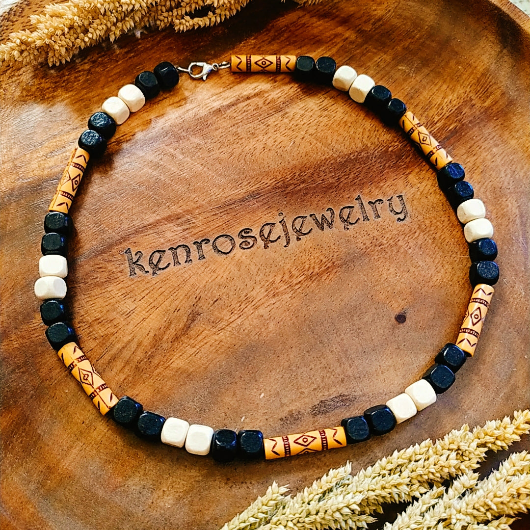 BRADLEY Wood Necklace - Surfer Summer Jewelry for Men & Women