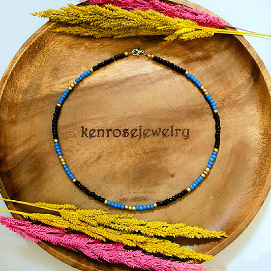 COBALT Seed Bead Necklace for Men and Women Summer Beach Accessory Surfers Jewelry
