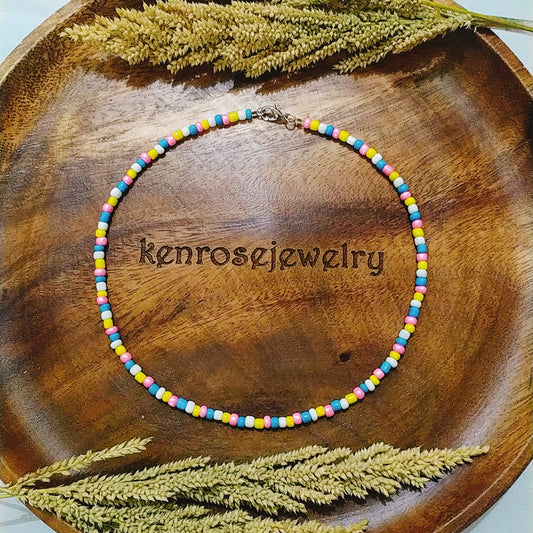 COLOR POP Seed Bead Necklace for Men and Women Summer Beach Accessory Surfers Jewelry