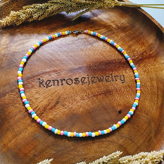 COLOR POP Seed Bead Necklace for Men and Women Summer Beach Accessory Surfers Jewelry