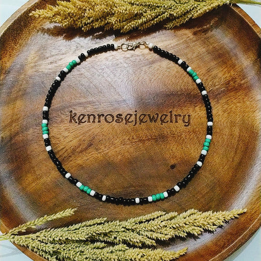 DARK LAGOON Seed Bead Necklace for Men and Women Summer Beach Accessory Surfers Jewelry