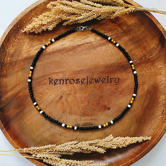 HIPPIE GOLD Seed Bead Necklace for Men and Women Summer Beach Accessory Surfers Jewelry