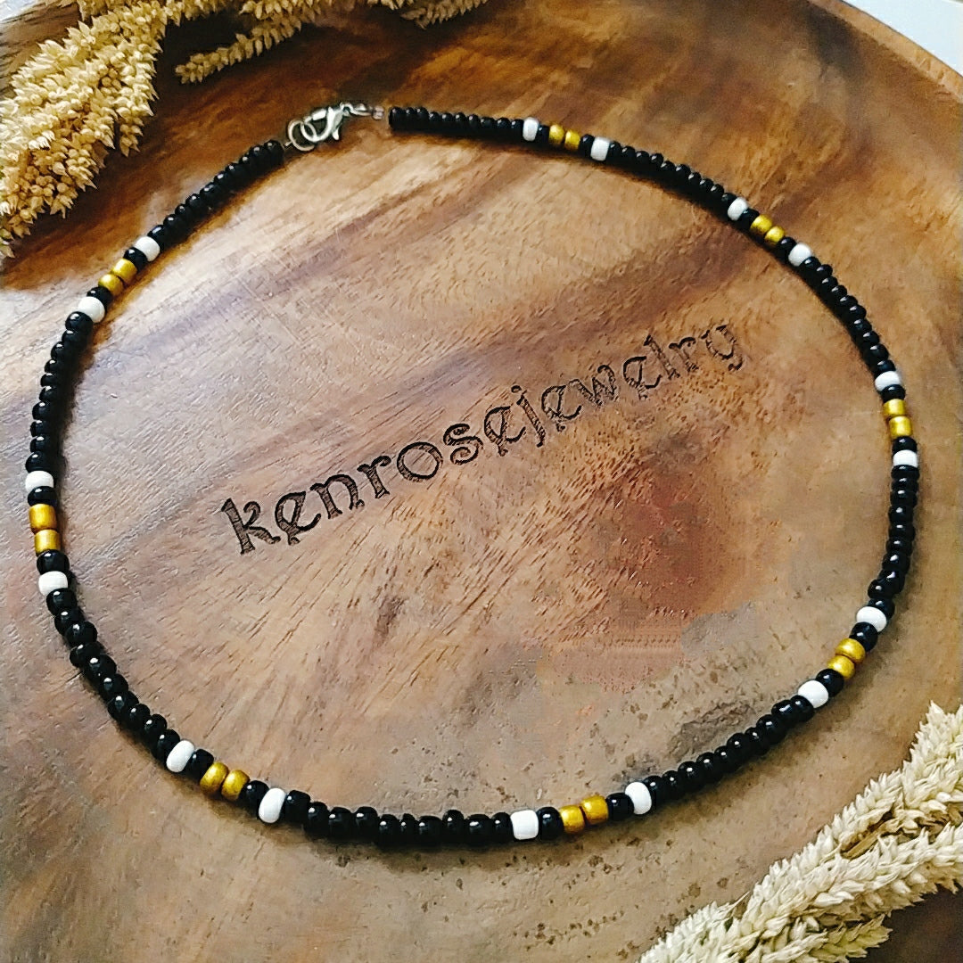 HIPPIE GOLD Seed Bead Necklace for Men and Women Summer Beach Accessory Surfers Jewelry
