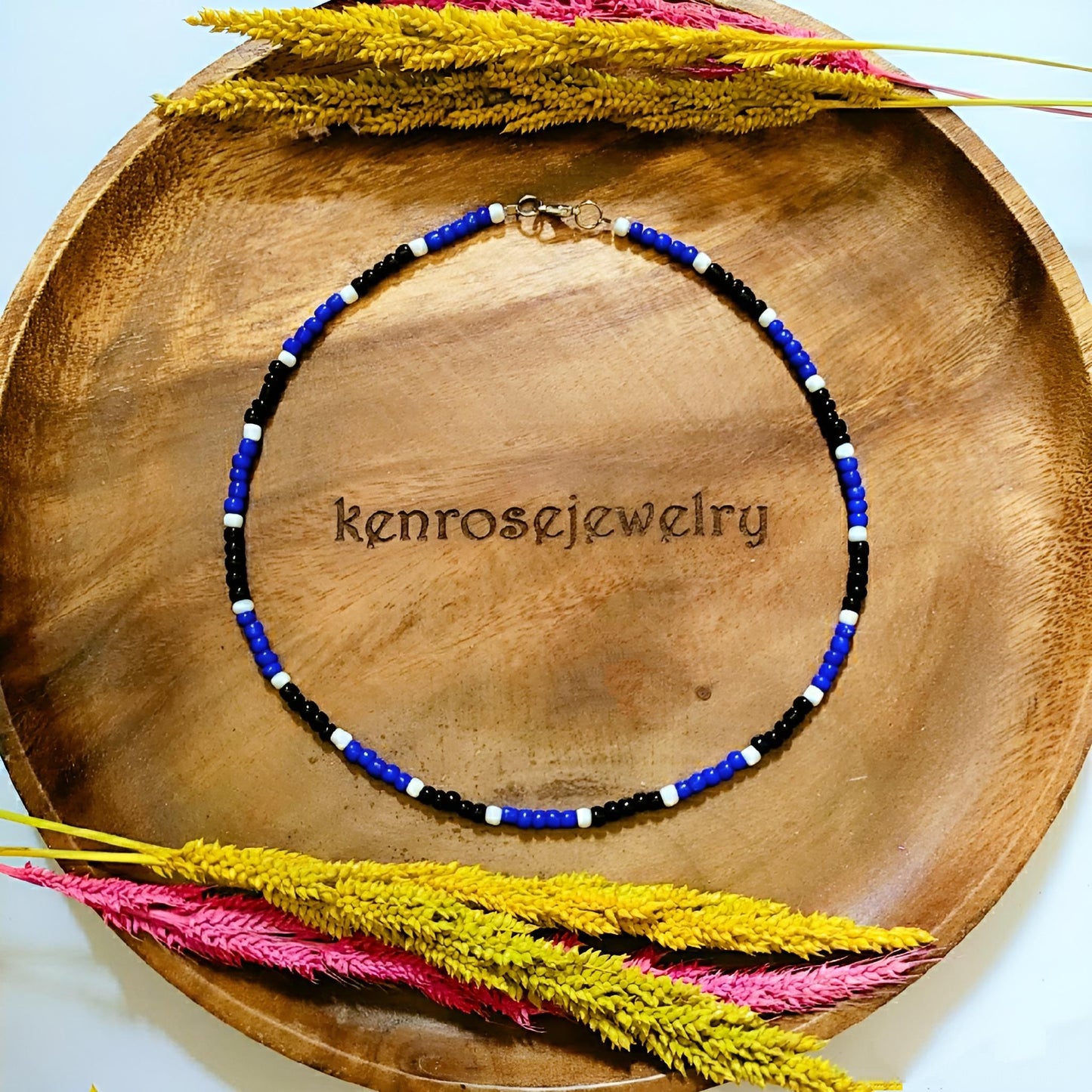 MIIDNIGHT BLUE Seed Bead Necklace for Men and Women Summer Beach Accessory Surfers Jewelry