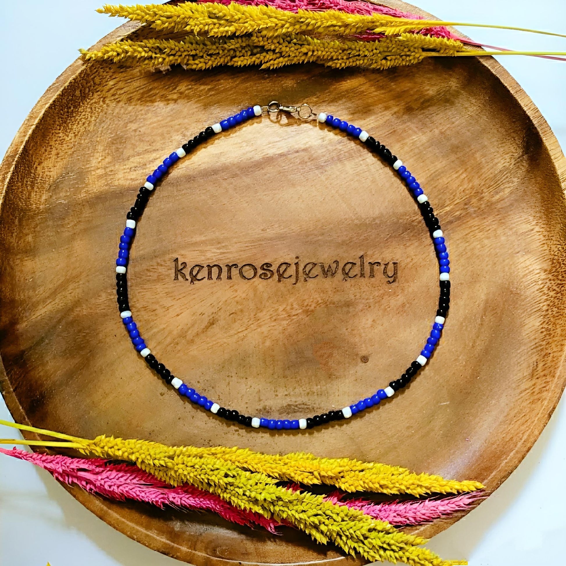 MIIDNIGHT BLUE Seed Bead Necklace for Men and Women Summer Beach Accessory Surfers Jewelry