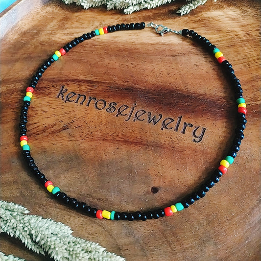 REGGAE TRIBAL Seed Bead Necklace for Men and Women Summer Beach Accessory Surfers Jewelry