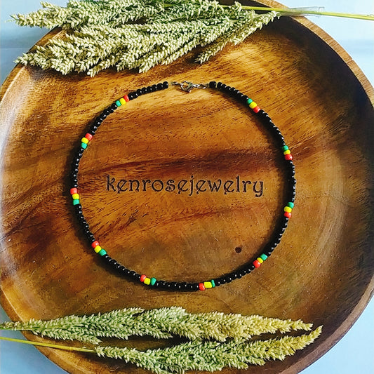 REGGAE TRIBAL Seed Bead Necklace for Men and Women Summer Beach Accessory Surfers Jewelry