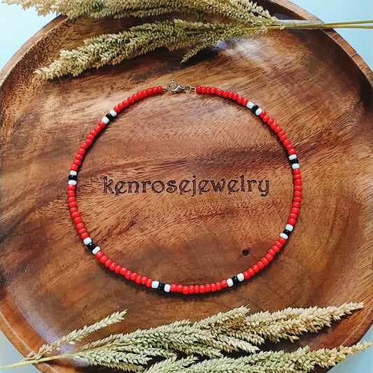 RUBY Seed Bead Necklace for Men and Women Summer Beach Accessory Surfers Jewelry