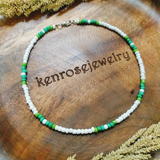 WINTER GREEN Seed Bead Necklace for Men and Women Summer Beach Accessory Surfers Jewelry