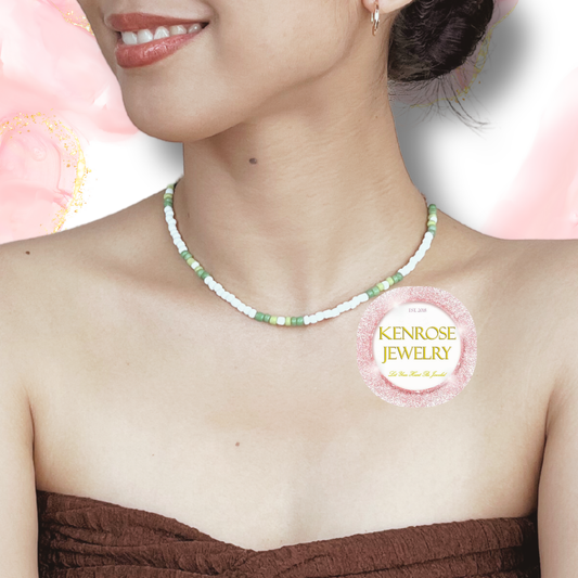 WINTER GREEN Seed Bead Necklace for Men and Women Summer Beach Accessory Surfers Jewelry